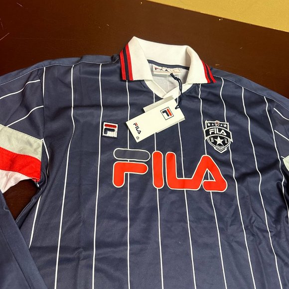 Fila Mens Navy Zorra Goalie Striped Rib Collar Long Sleeve Soccer Jersey Size XL - Picture 3 of 5